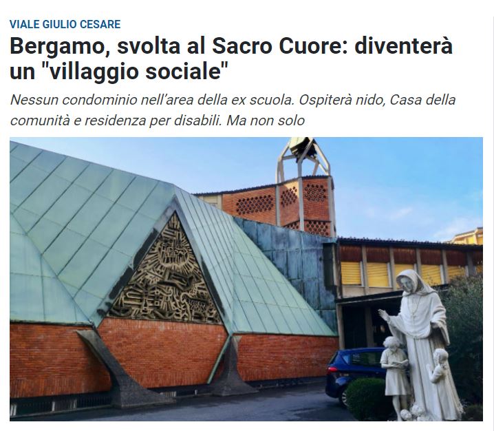Estratto dell'articolo sul progetto del Sacro Cuore - Prima Bergamo